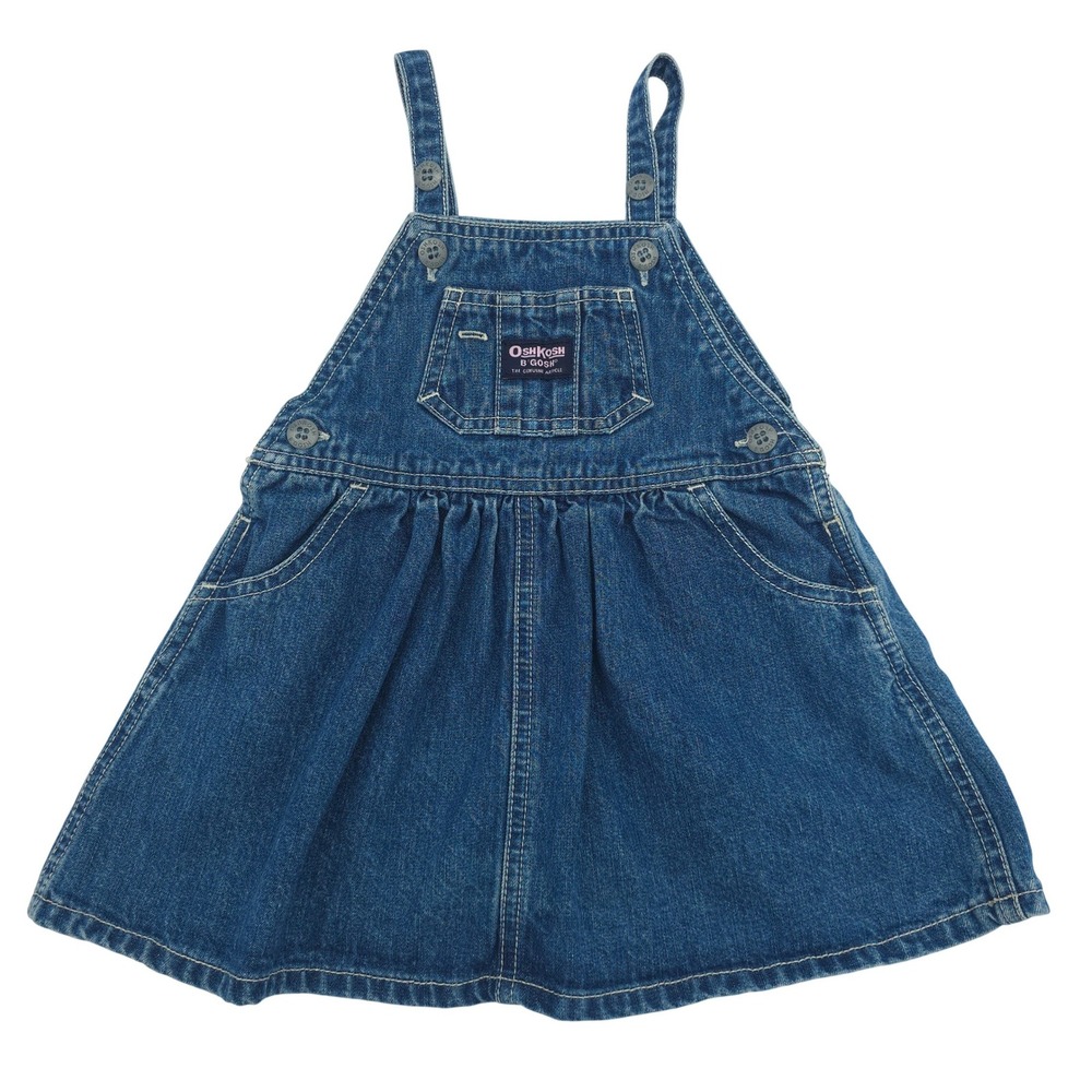 Vintage Denim Overall Jumper OshKosh Blue Dress Baby Girls 18M